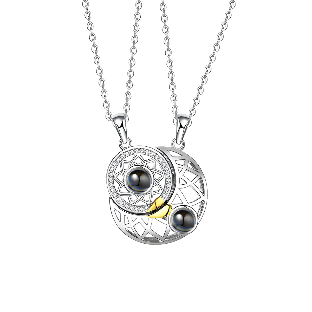 Love You To The Moon And Back engraved pendant necklace in gold or silver with adjustable chain