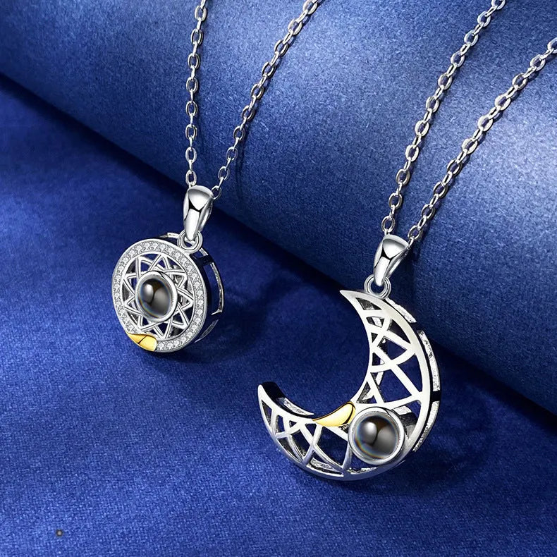 Love You To The Moon And Back engraved pendant necklace in gold or silver with adjustable chain