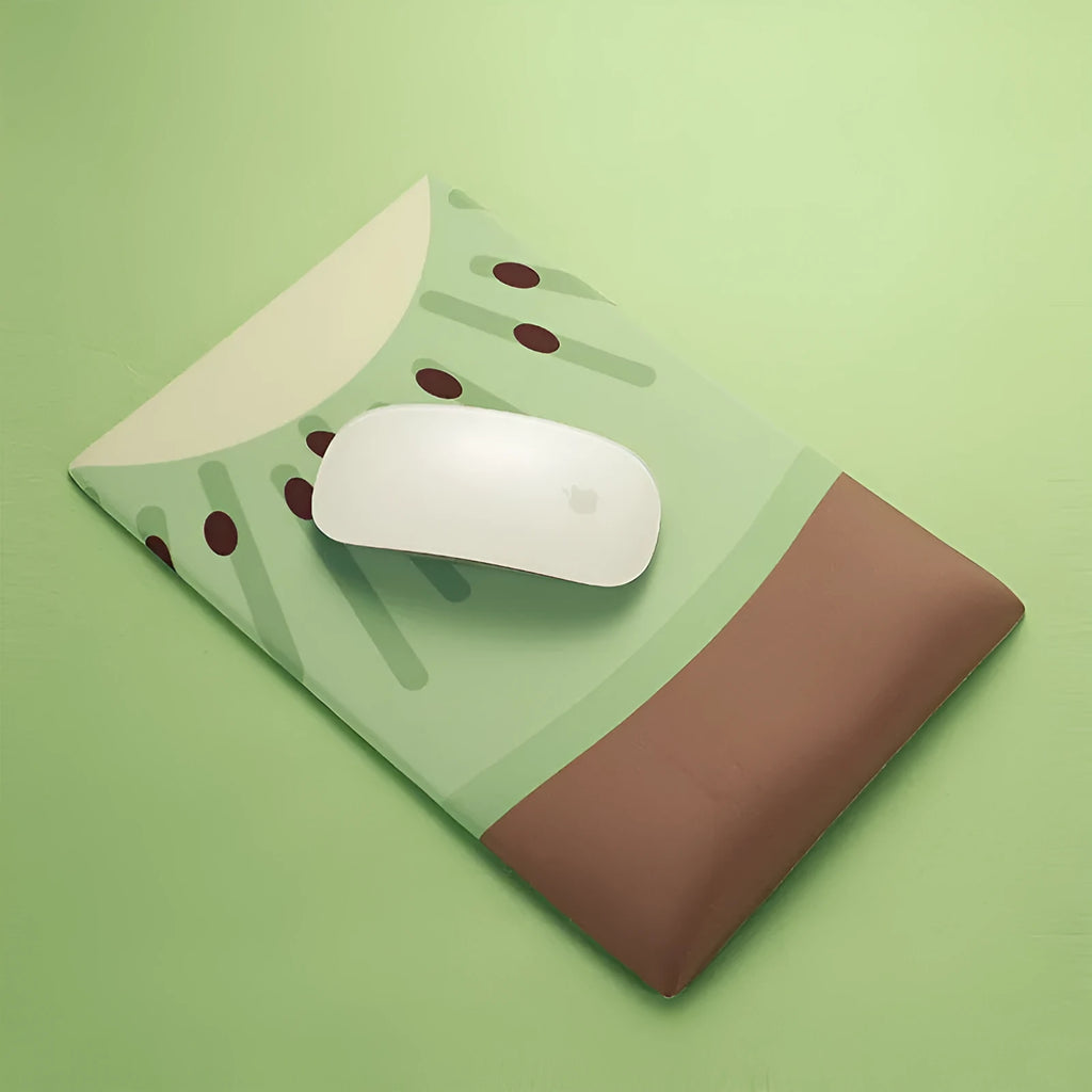 Kiwi patterned silicone and cloth wrist mouse pad with calculator function and non-slip base