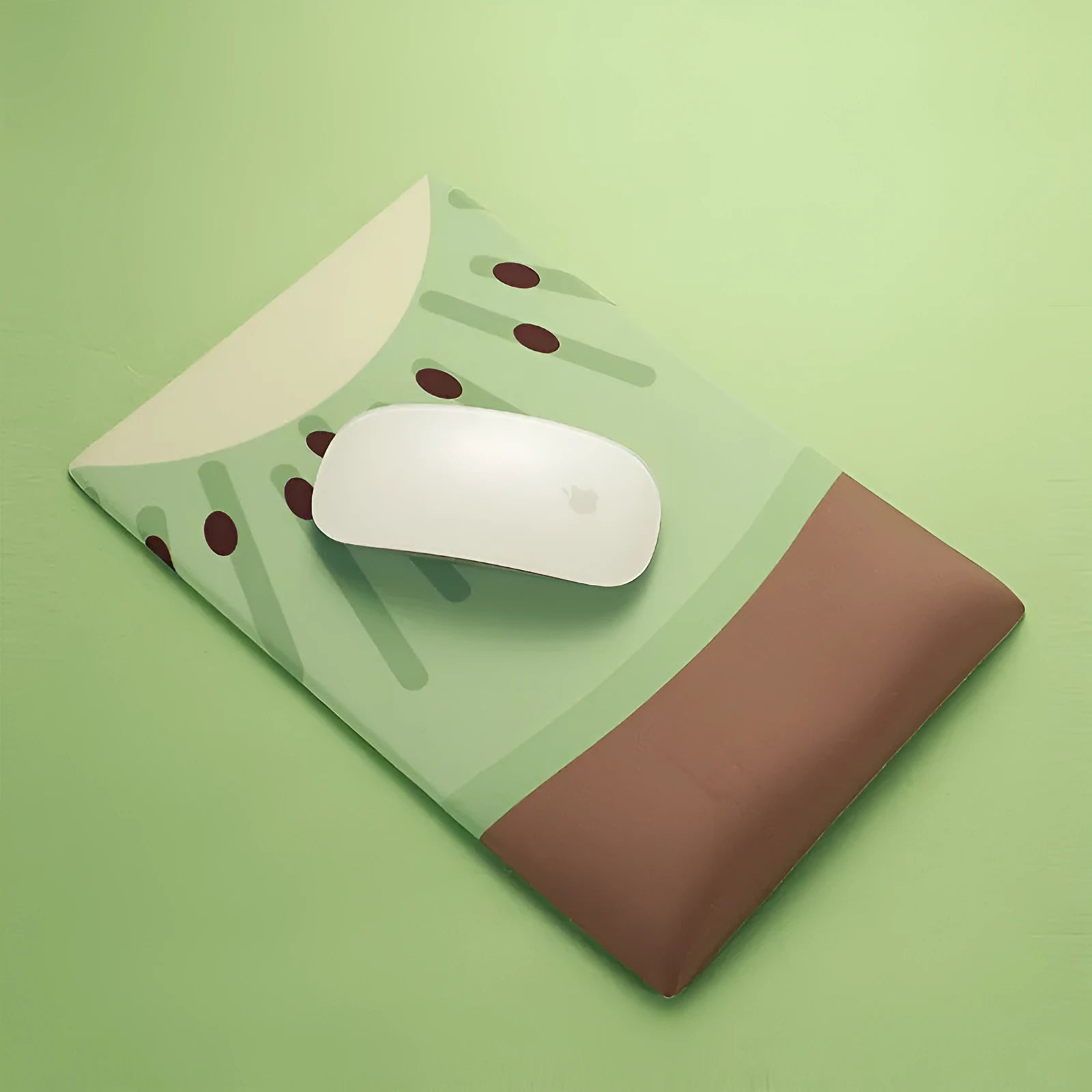 Kiwi patterned silicone and cloth wrist mouse pad with calculator function and non-slip base