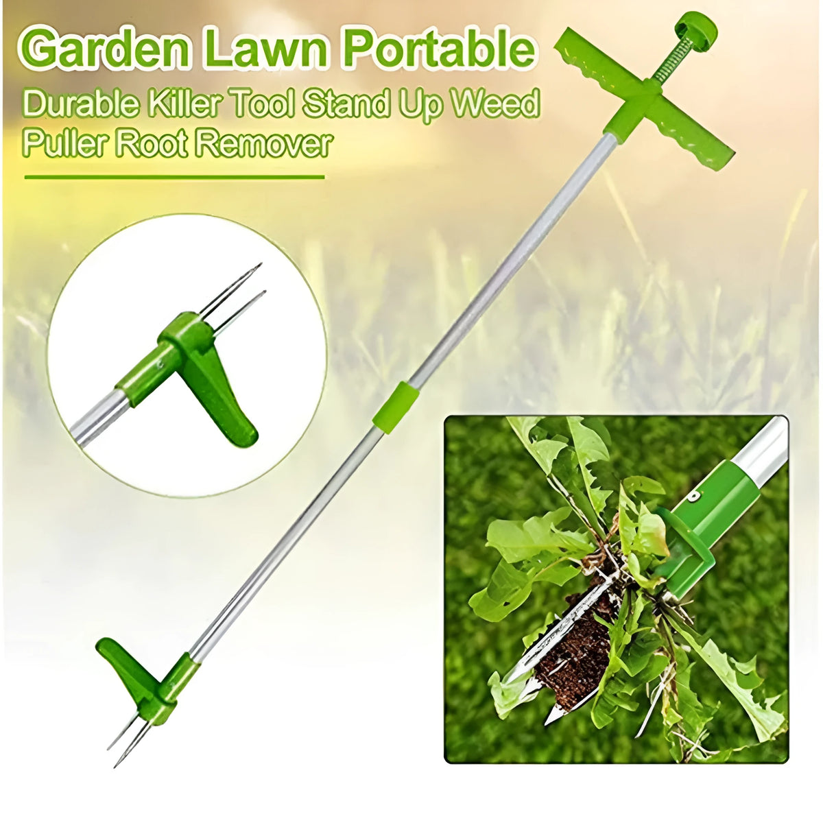 Aluminium manual weeding tool with plastic components for garden weed removal