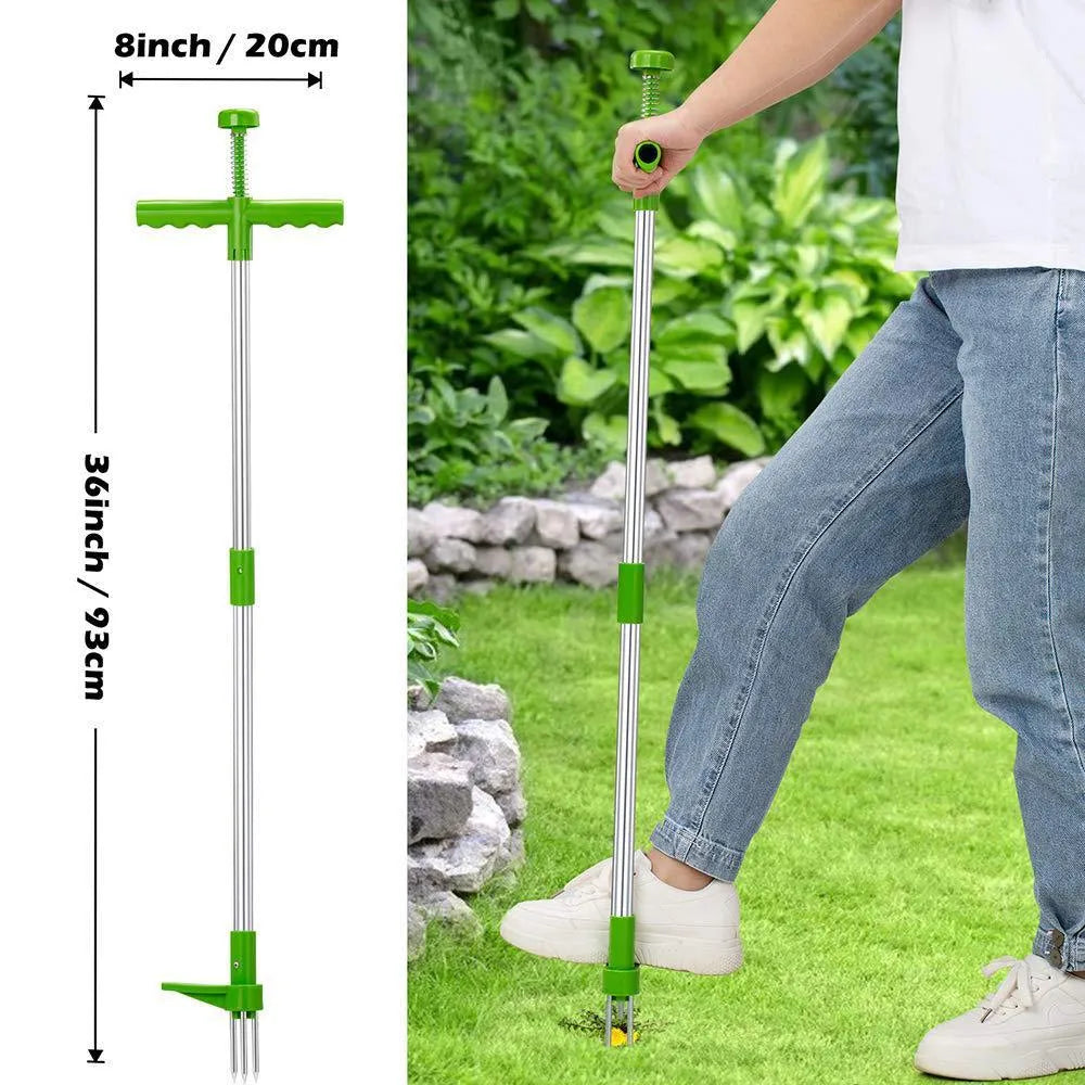 Aluminium manual weeding tool with plastic components for garden weed removal