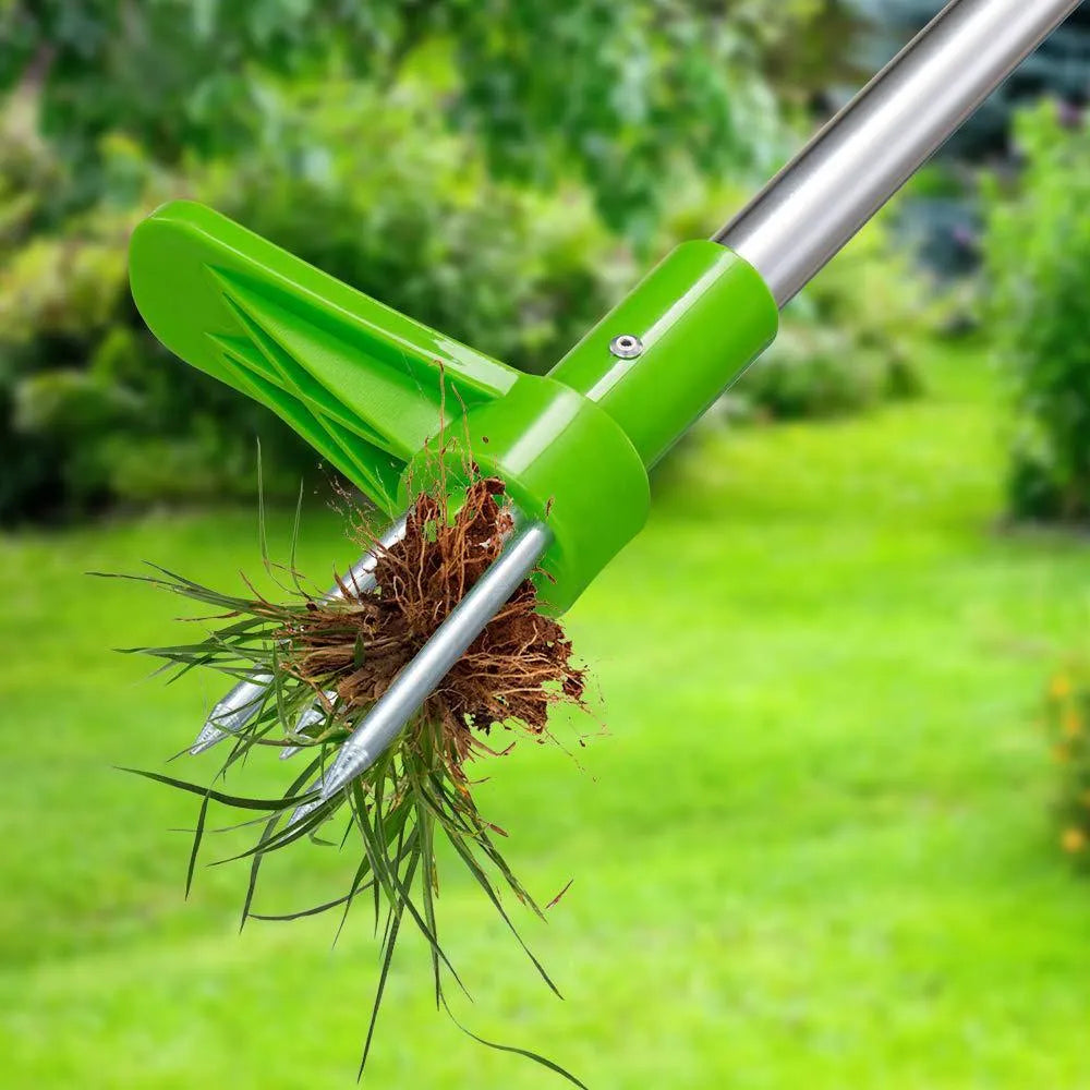 Aluminium manual weeding tool with plastic components for garden weed removal