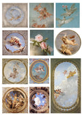Set of 11 European angel design decorative sticker sheets ranging from 4cm to 9cm in size