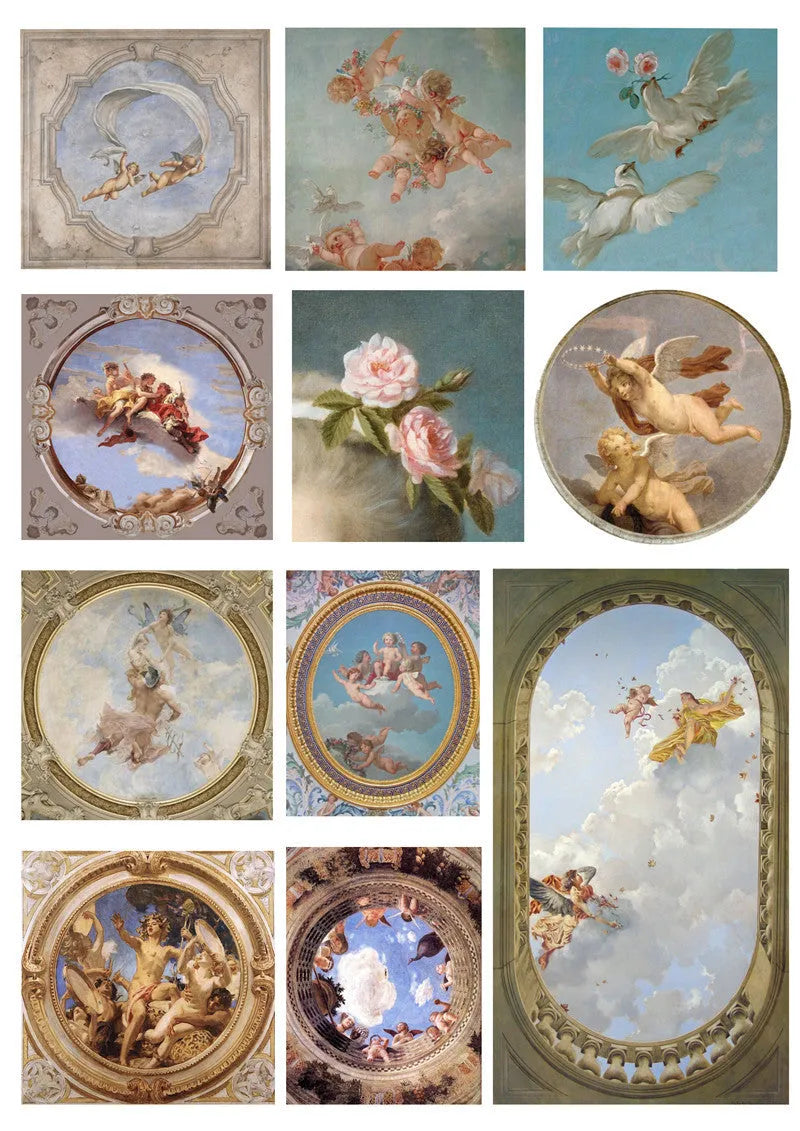 Set of 11 European angel design decorative sticker sheets ranging from 4cm to 9cm in size