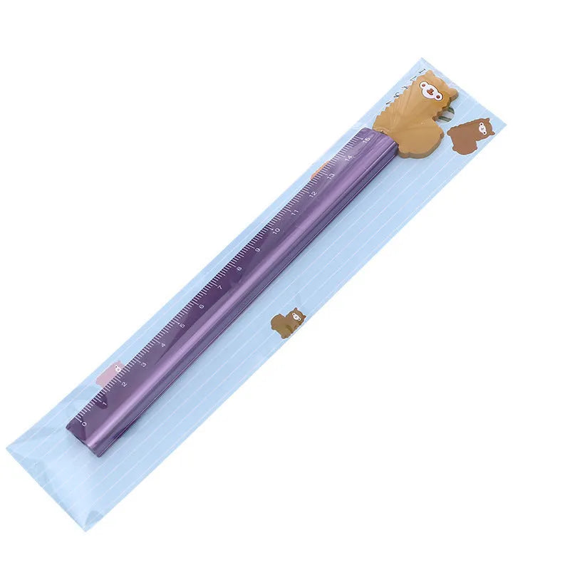 Aluminium straight ruler measuring tool with random design, single metal ruler for office and home use