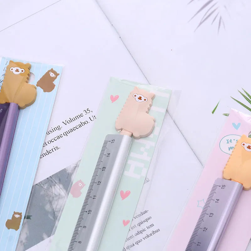 Aluminium straight ruler measuring tool with random design, single metal ruler for office and home use