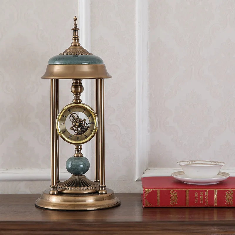 Nordic style rectangular pendulum clock ornament with metal frame measuring 46cm by 16cm
