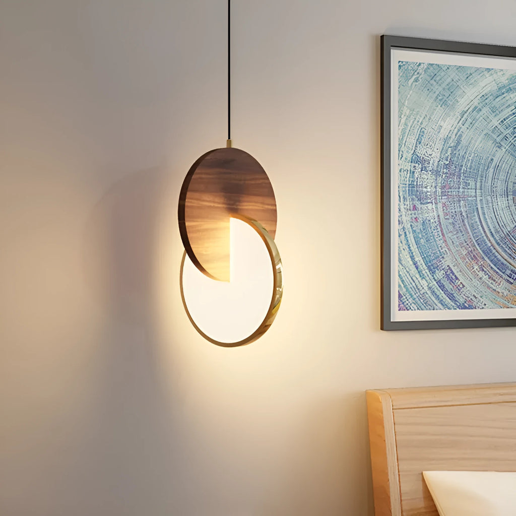 Walnut solid wood wall chandelier with long-line design and warm white illumination