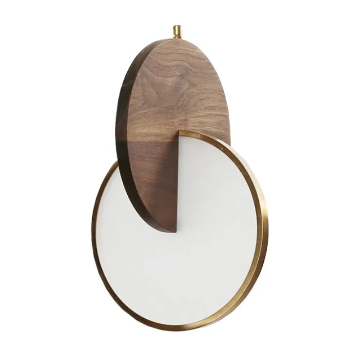 Walnut solid wood wall chandelier with long-line design and warm white illumination