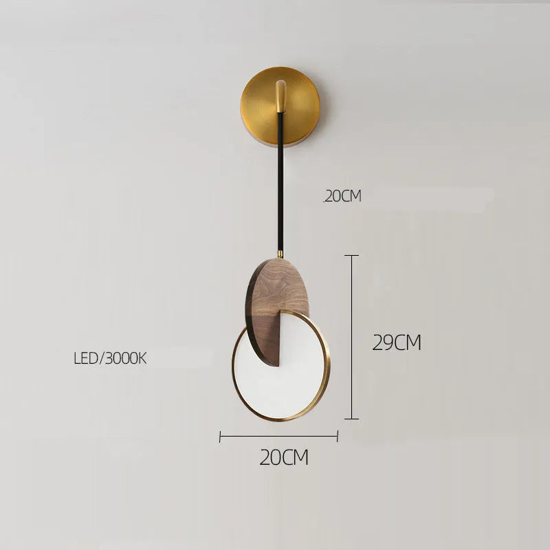 Walnut solid wood wall chandelier with long-line design and warm white illumination