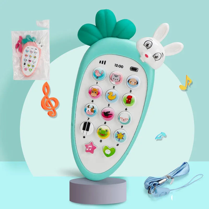 Pink baby electronic phone toy with buttons for educational music and sound play