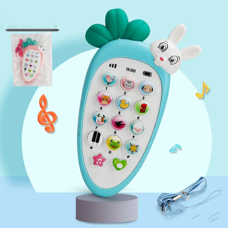 Pink baby electronic phone toy with buttons for educational music and sound play
