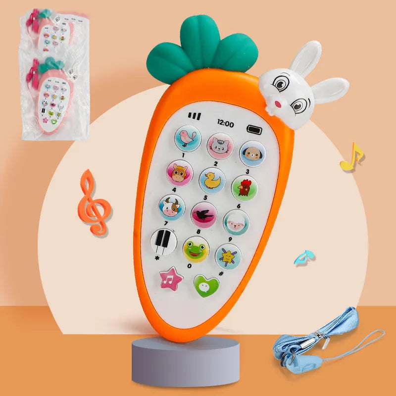 Pink baby electronic phone toy with buttons for educational music and sound play