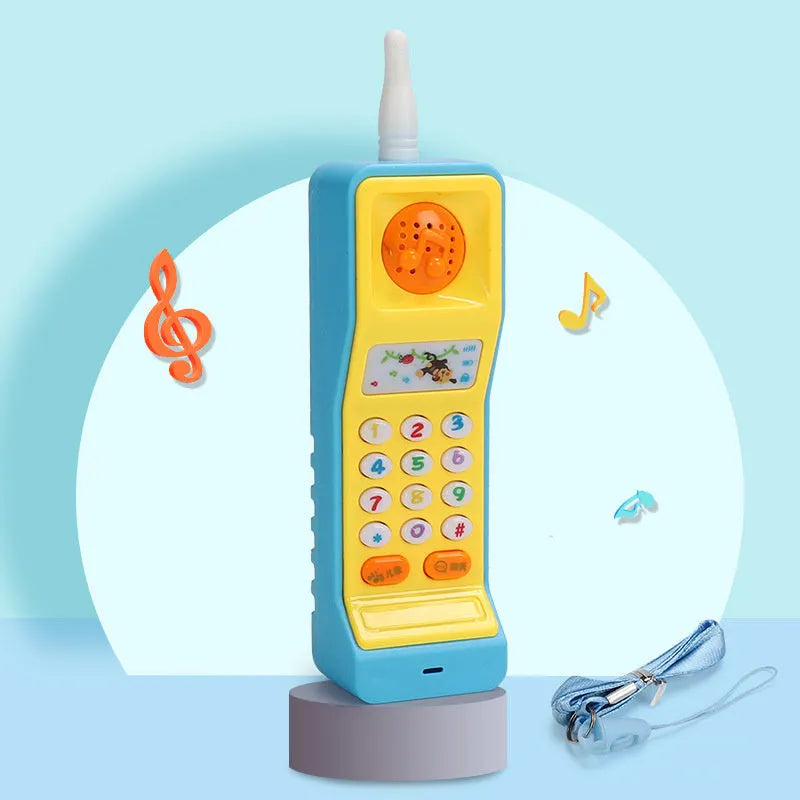 Pink baby electronic phone toy with buttons for educational music and sound play