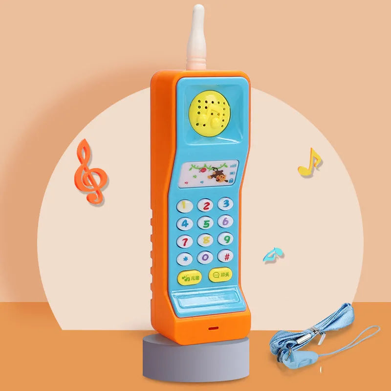 Pink baby electronic phone toy with buttons for educational music and sound play