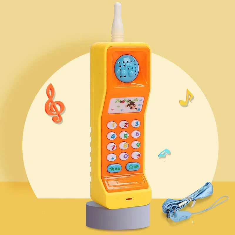 Pink baby electronic phone toy with buttons for educational music and sound play