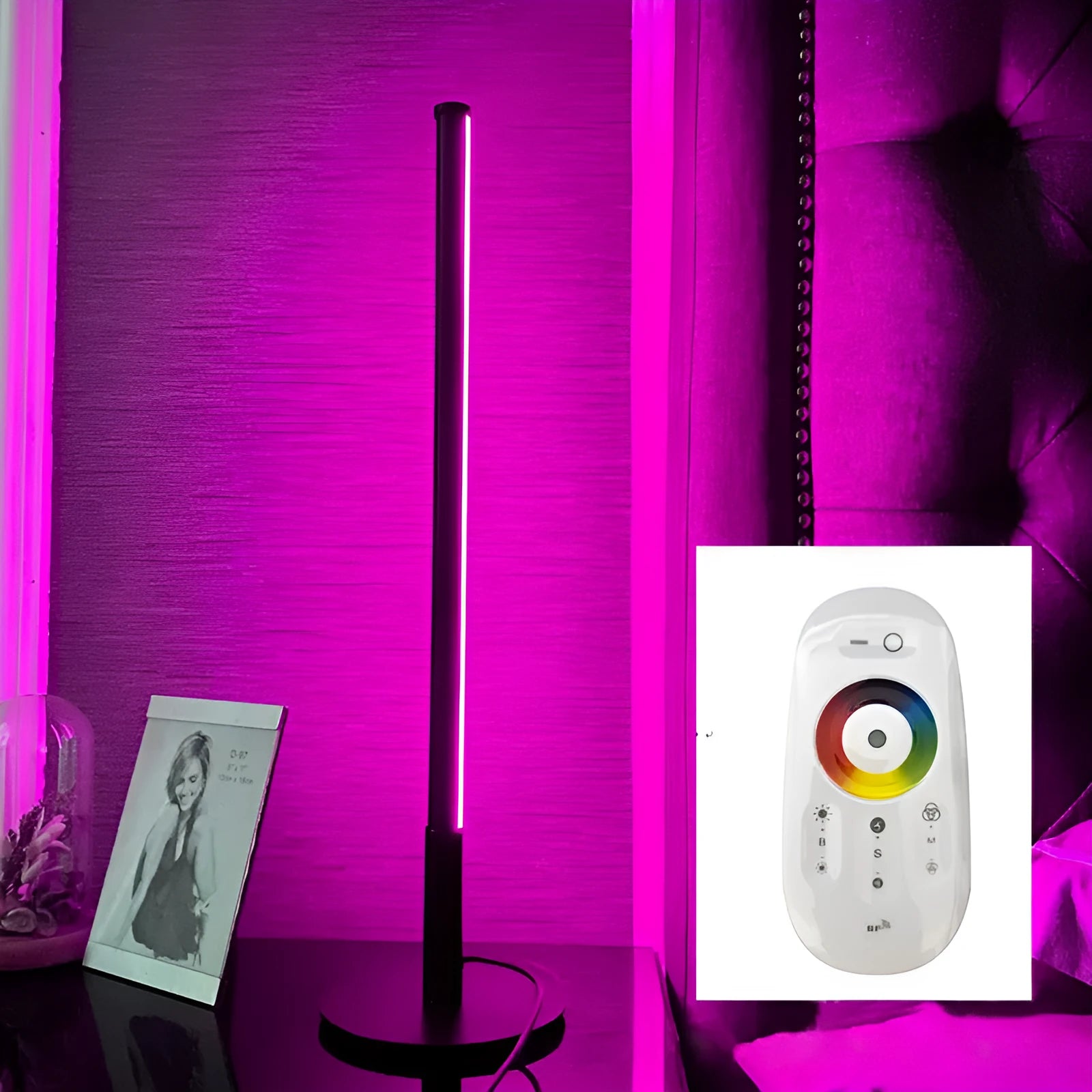 Minimalist Nordic design LED bedside table lamp with RGB colour changing and touch remote control