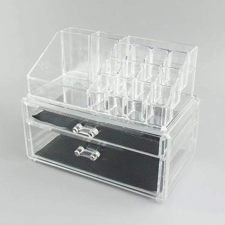 Clear acrylic cosmetic storage container organiser with foldable design