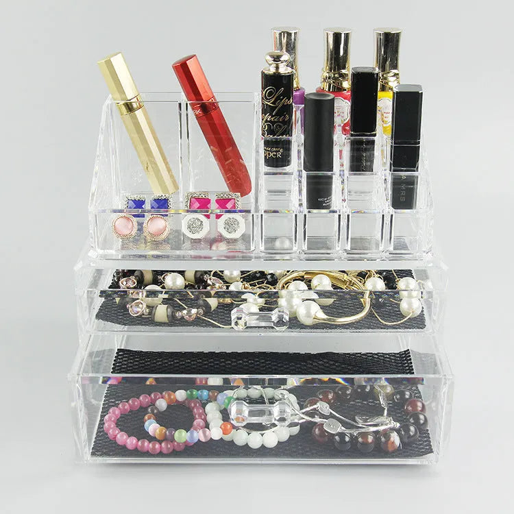 Clear acrylic cosmetic storage container organiser with foldable design