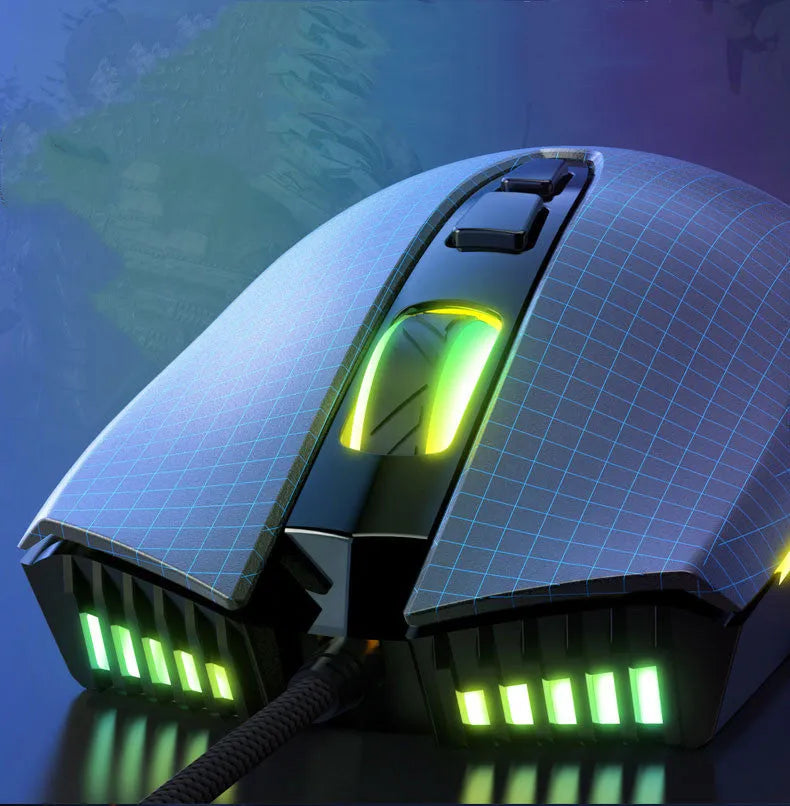 CW905 wired gaming mouse by This Hand with 6400 DPI optical sensor and RGB lighting in black