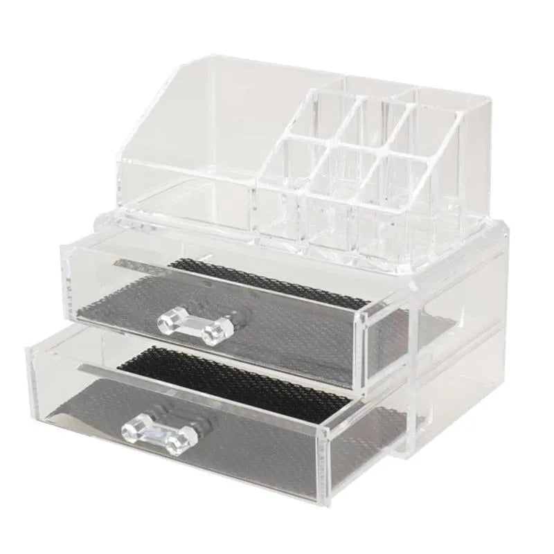 Clear acrylic cosmetic storage container organiser with foldable design