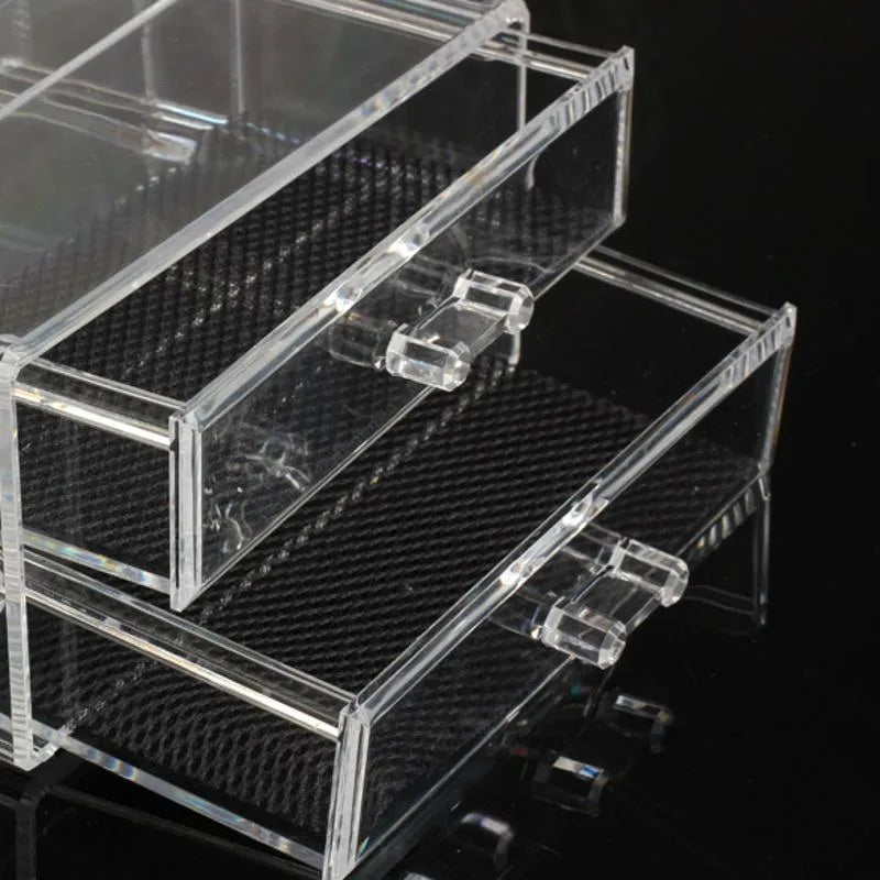 Clear acrylic cosmetic storage container organiser with foldable design
