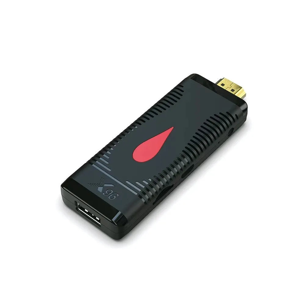 Android TV set-top box stick with remote control and cables for smart TV conversion