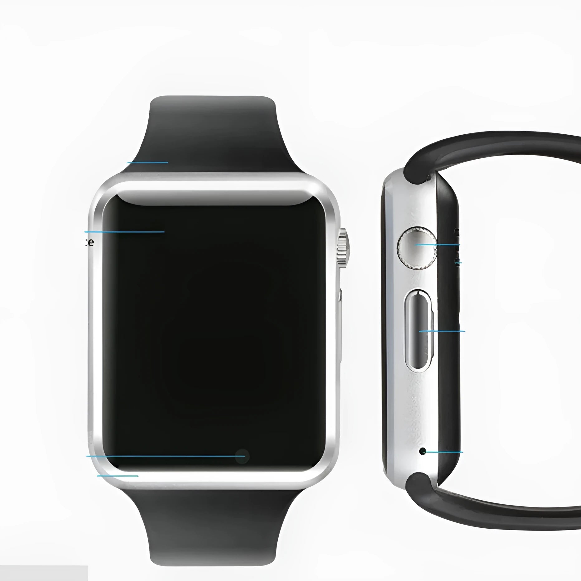 A1 Smart Watch with 1.54-inch touchscreen in black, silver, white, gold, pink, red, green or blue colour options