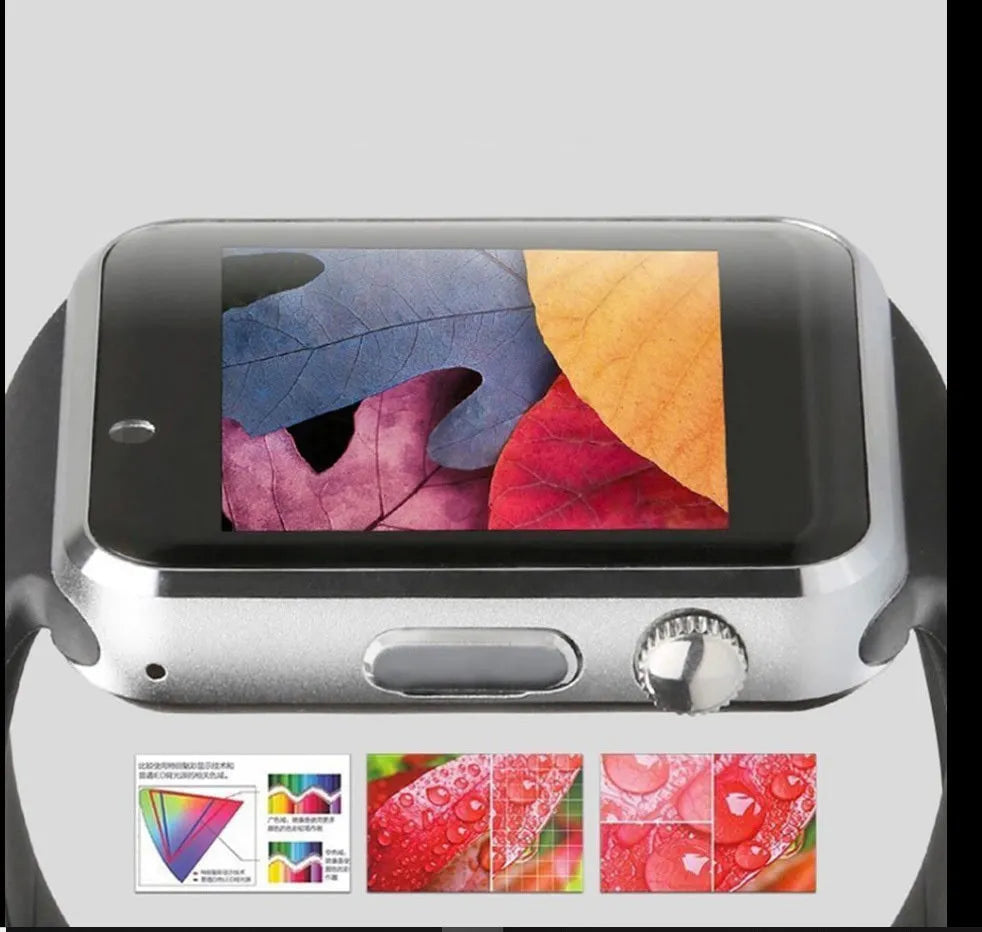 A1 Smart Watch with 1.54-inch touchscreen in black, silver, white, gold, pink, red, green or blue colour options