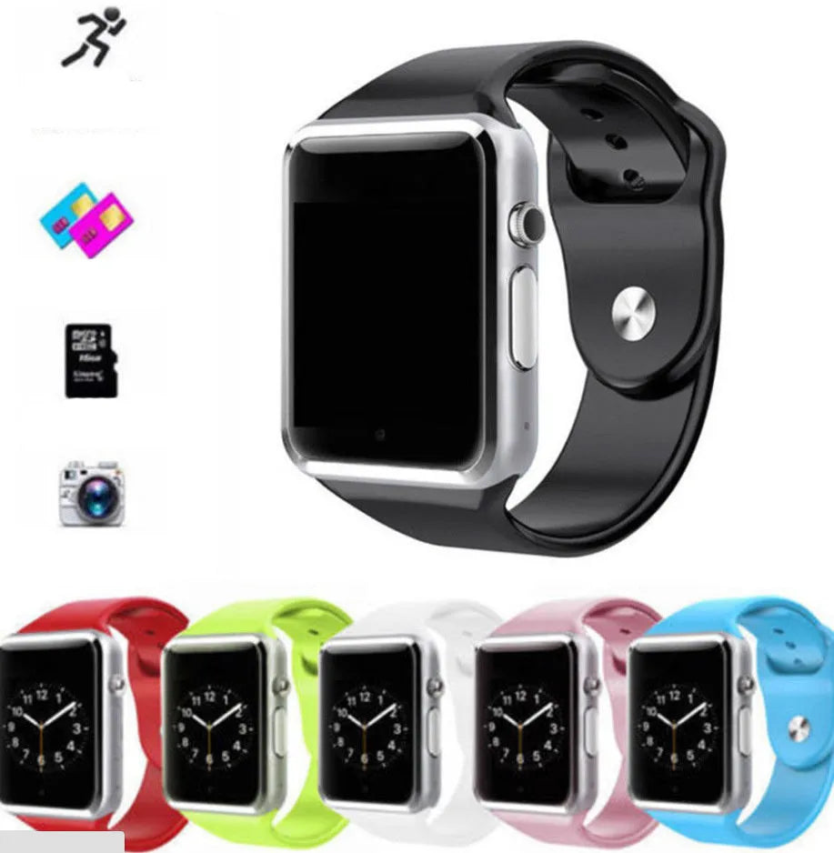 A1 Smart Watch with 1.54-inch touchscreen in black, silver, white, gold, pink, red, green or blue colour options