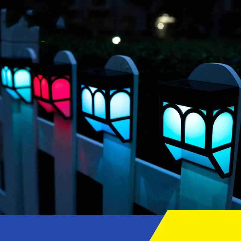 IP67 waterproof solar wall lamp in white or warm LED for outdoor garden fence and balcony mounting