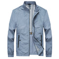 Men's blue summer sunscreen polyester shirt showing fashion city style with thin fabric construction