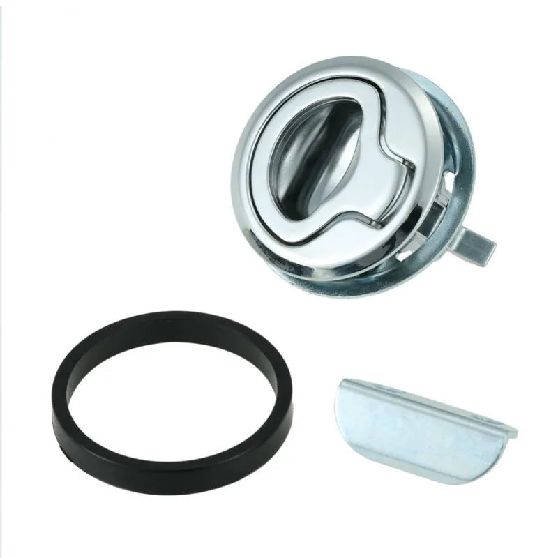 Stainless steel 316 pull ring deadlock round lock for industrial chassis cabinet, zinc alloy chrome plated, stainless steel colour
