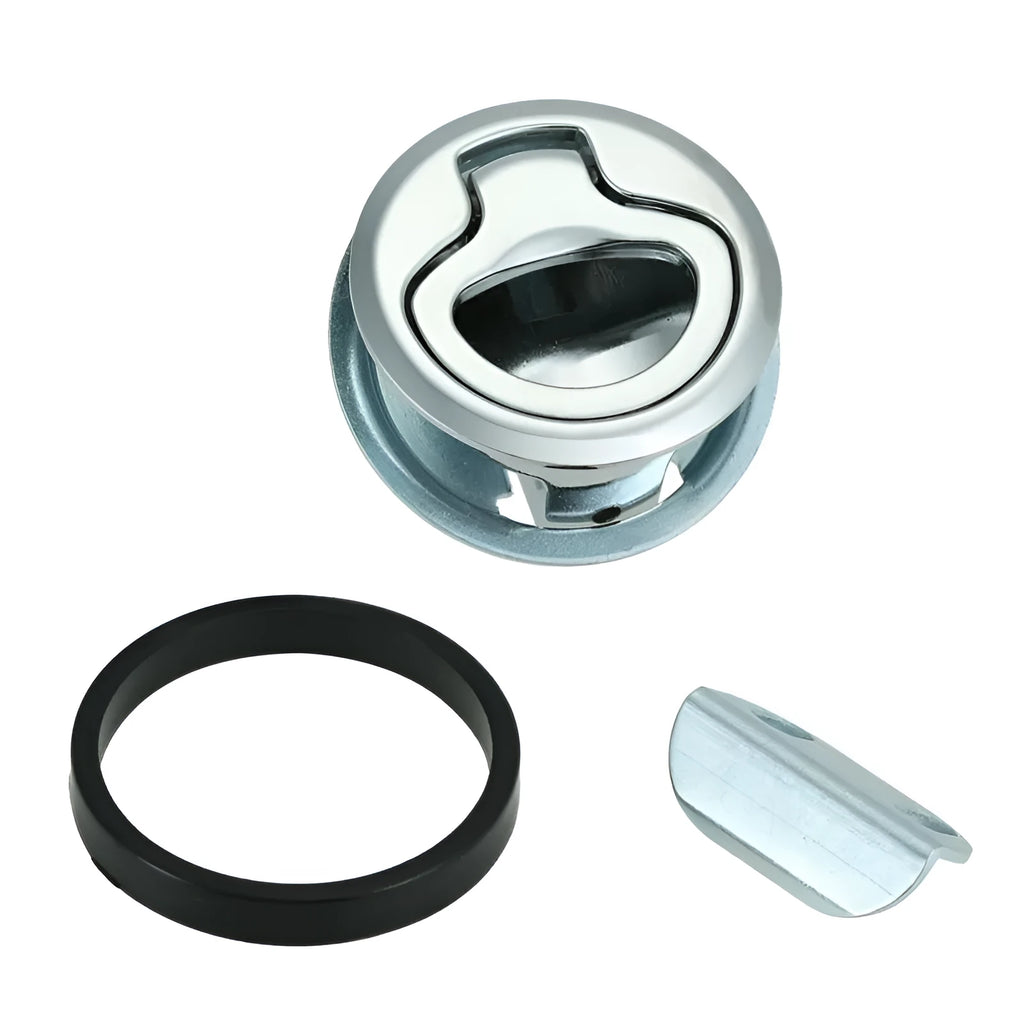 Stainless steel 316 pull ring deadlock round lock for industrial chassis cabinet, zinc alloy chrome plated, stainless steel colour