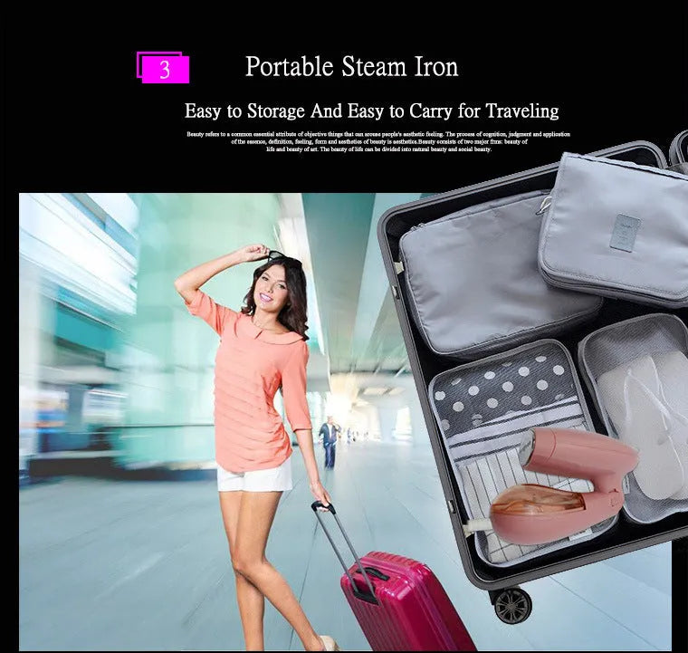 Sokany pink 1500W handheld steam ironing brush with EU power plug
