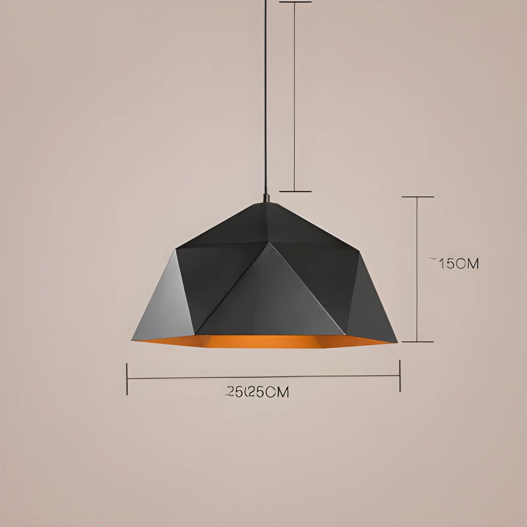 Nordic style geometric iron chandelier with 25cm diameter single head pendant in black or white finish