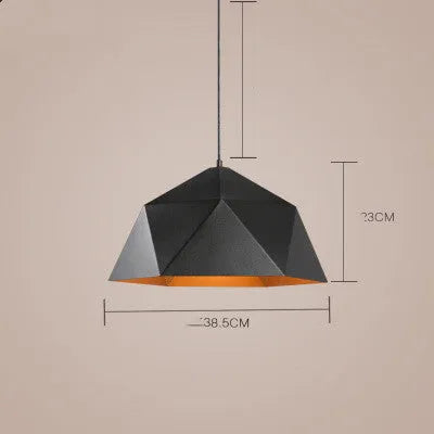 Nordic style geometric iron chandelier with 25cm diameter single head pendant in black or white finish
