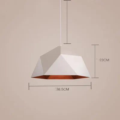 Nordic style geometric iron chandelier with 25cm diameter single head pendant in black or white finish