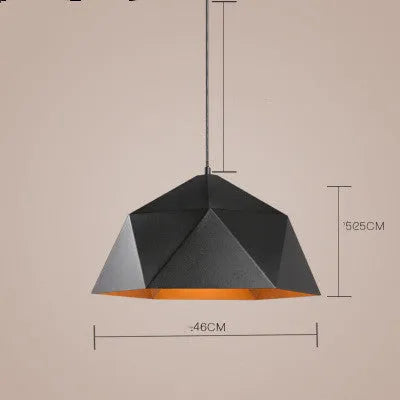 Nordic style geometric iron chandelier with 25cm diameter single head pendant in black or white finish
