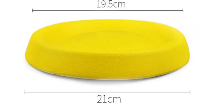 Yellow EVA plastic dog throwing toy for fetch training and bonding exercises