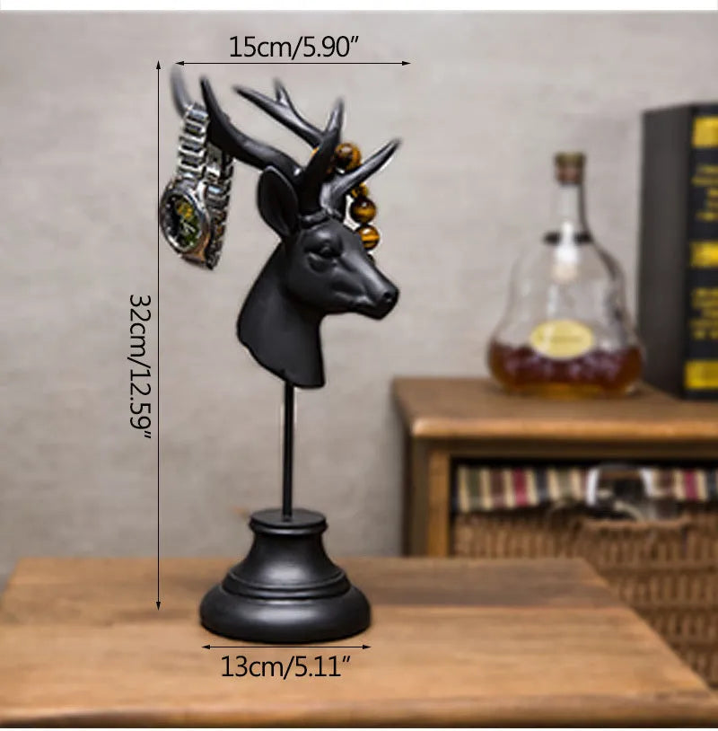 Natural resin animal figurine home decoration 32cm tall black colour