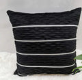 Striped velvet cushion cover in multiple colours showing 45cm square dimensions