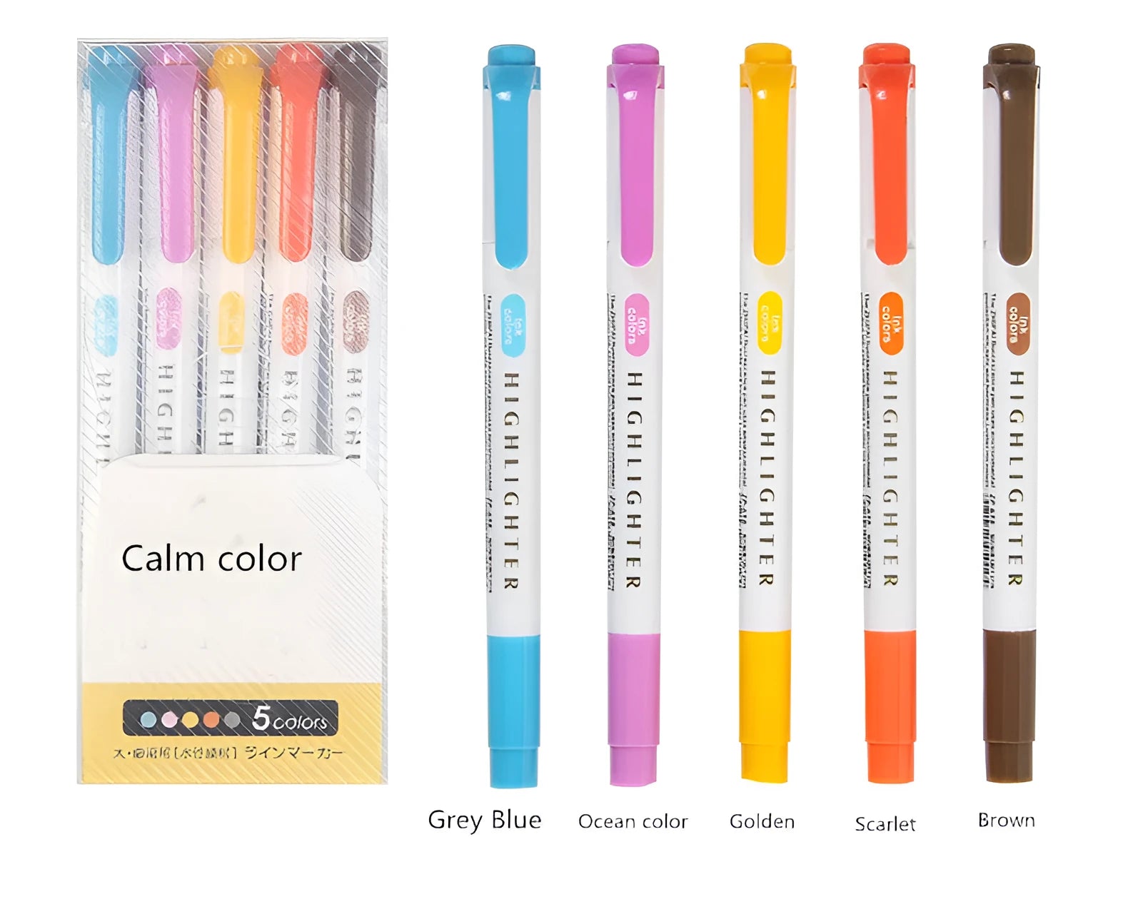 25 colour double head highlighter set in plastic shell with boxed packaging