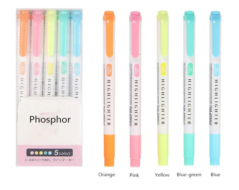 25 colour double head highlighter set in plastic shell with boxed packaging