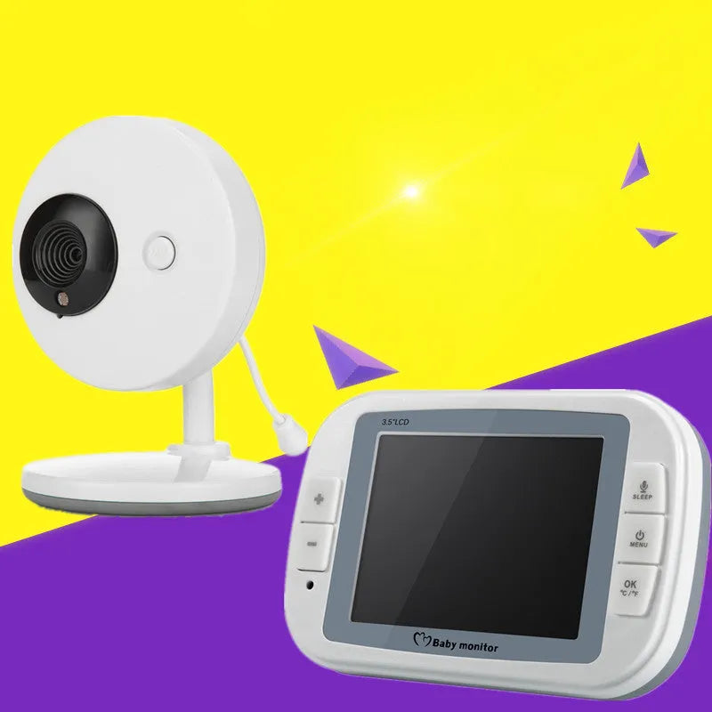White wireless baby monitor with 3.5-inch screen and a separate UFO-style camera unit