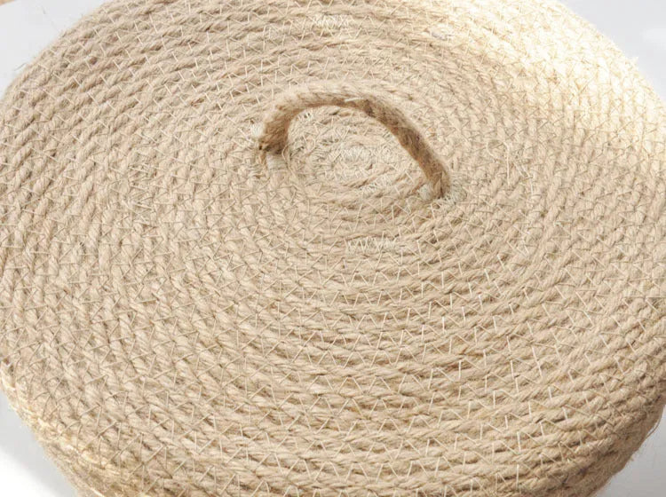Japanese style linen fabric storage basket with a lid in small, medium, and large sizes.