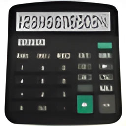 Black twelve-digit solar office calculator with large LCD display on desktop