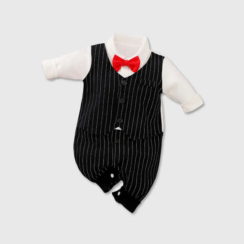 Cotton baby jumpsuit long sleeve in gentleman style for spring and autumn wear