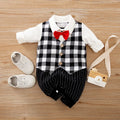 Cotton baby jumpsuit long sleeve in gentleman style for spring and autumn wear